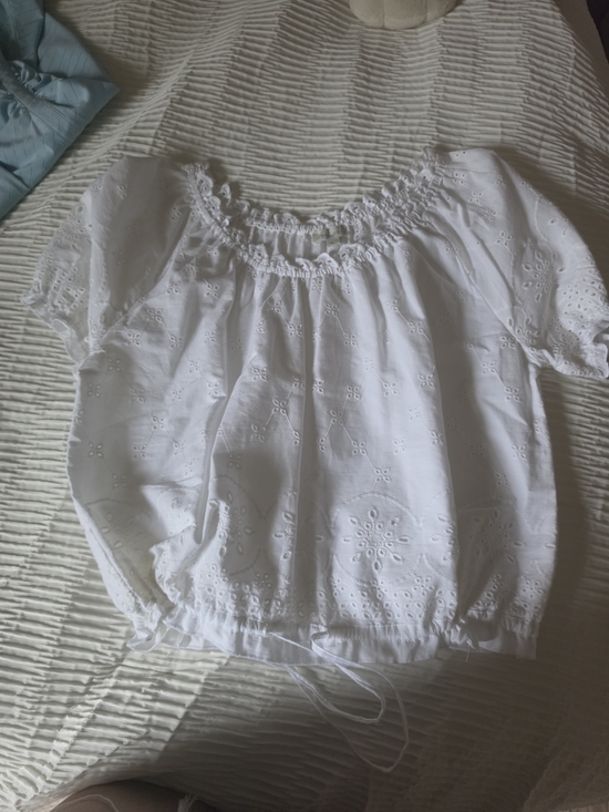 Jennifer & Grace Tops - White Eyelet Peasant Blouse - Women (100% cotton)